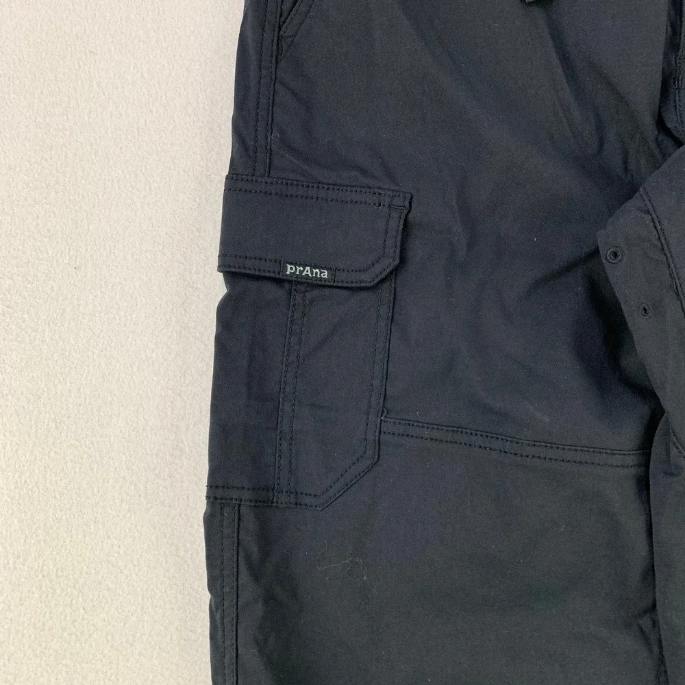 prAna Zogger Pants Mens 35x30 Black Hiking Cargo Outdoor Belted Tech Performance